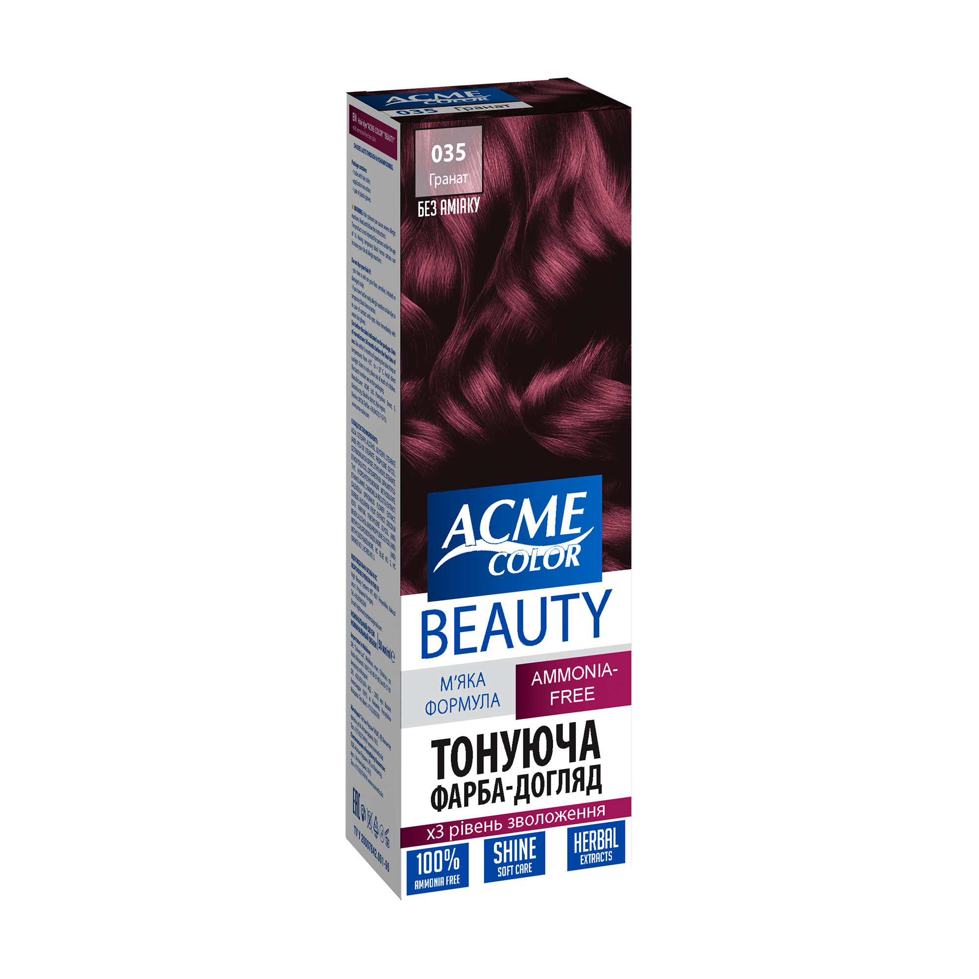 Безаміачна тонувальна фарба для волосся Acme Color Beauty 035 Гранат, 50 мл